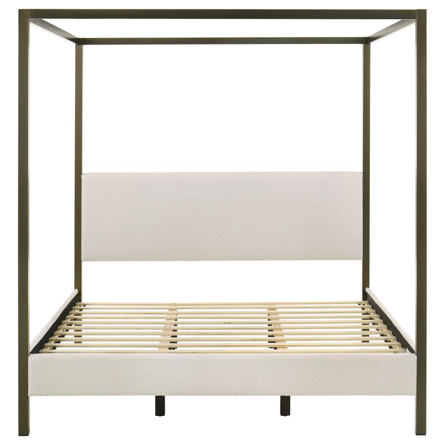 Monroe Upholstered Eastern King Canopy Bed Vanilla view 4