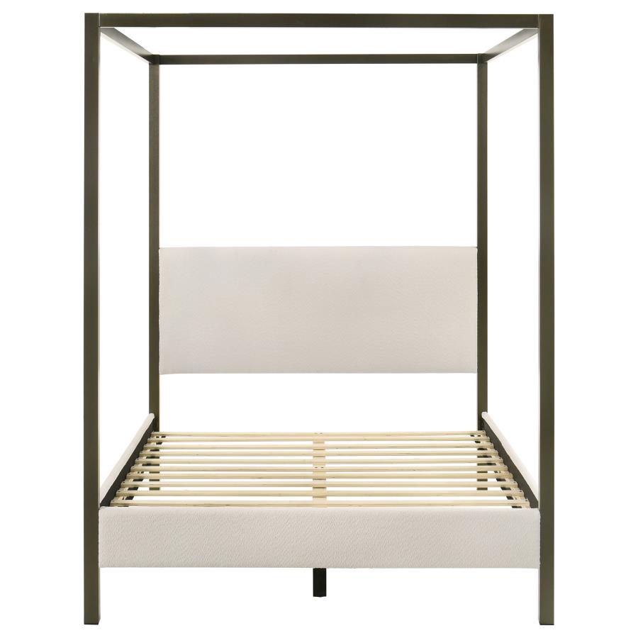 Monroe Upholstered Queen Canopy Bed Vanilla view 4