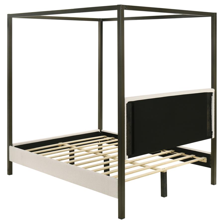 Monroe Upholstered Queen Canopy Bed Vanilla view 5