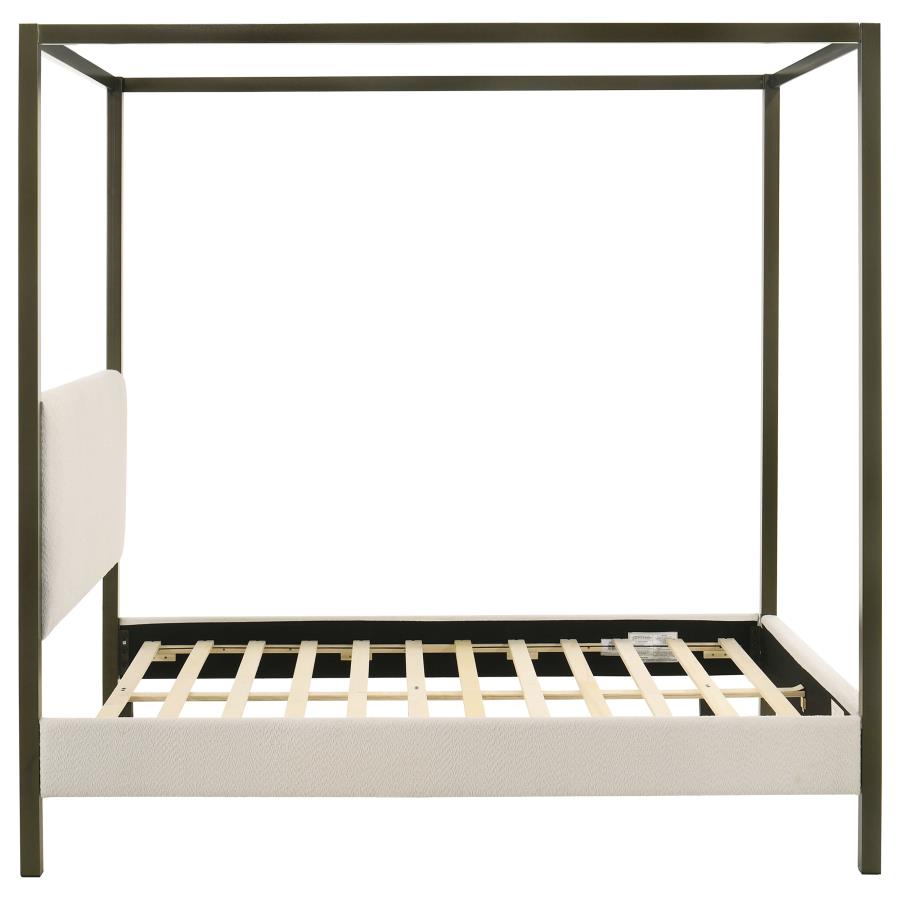 Monroe Upholstered Queen Canopy Bed Vanilla view 6