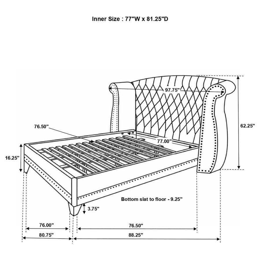 Barzini Upholstered Eastern King Wingback Bed White view 3