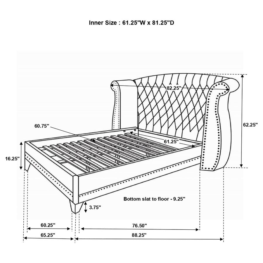 Barzini Upholstered Queen Wingback Bed White view 3