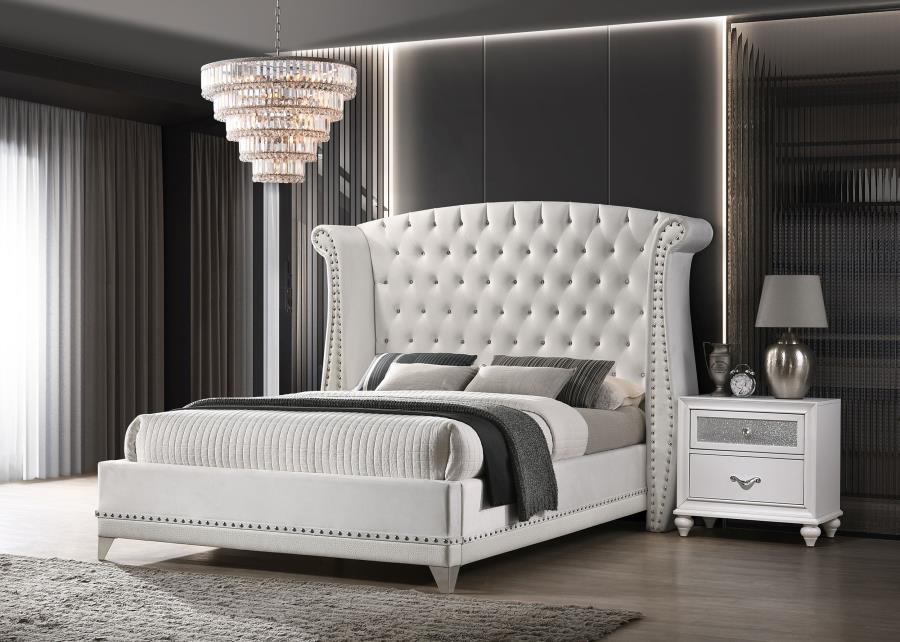 Barzini Upholstered Queen Wingback Bed White view 5