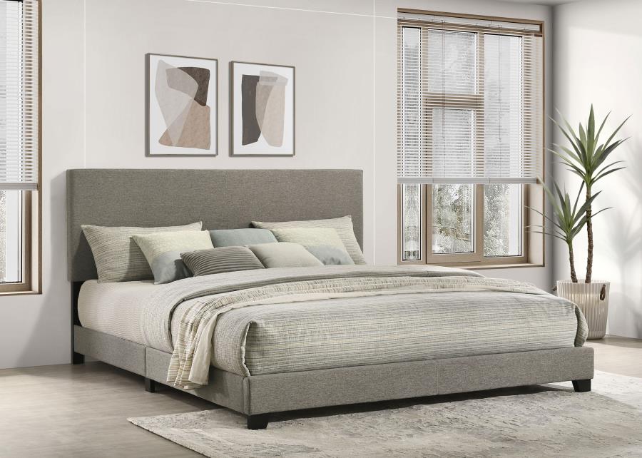 Dorian Fabric Upholstered Eastern King Panel Bed Taupe view 2