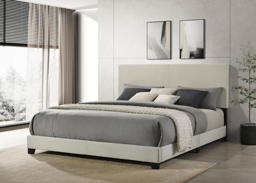 Dorian Fabric Upholstered Eastern King Panel Bed Cream view 2