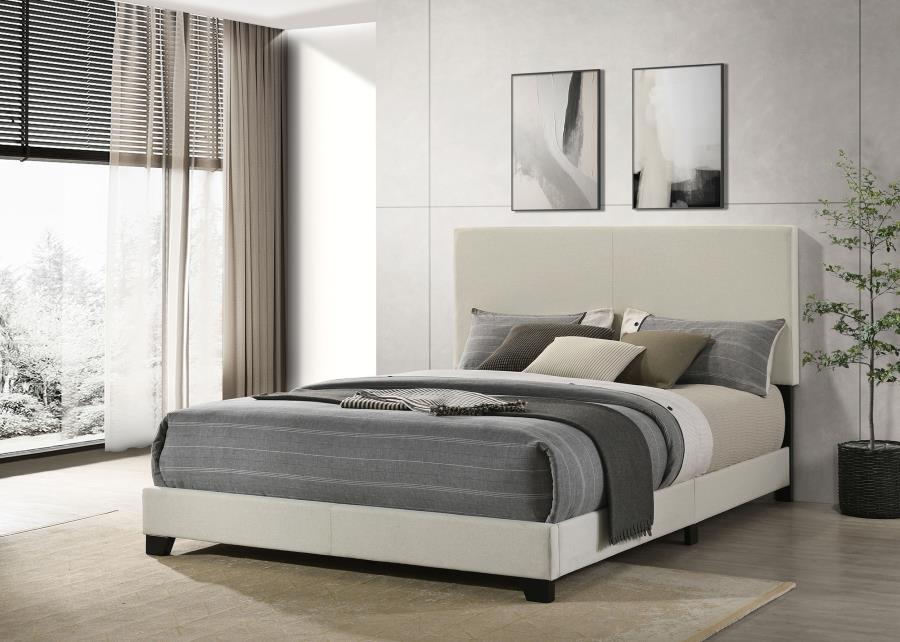 Dorian Fabric Upholstered Queen Panel Bed Cream view 2