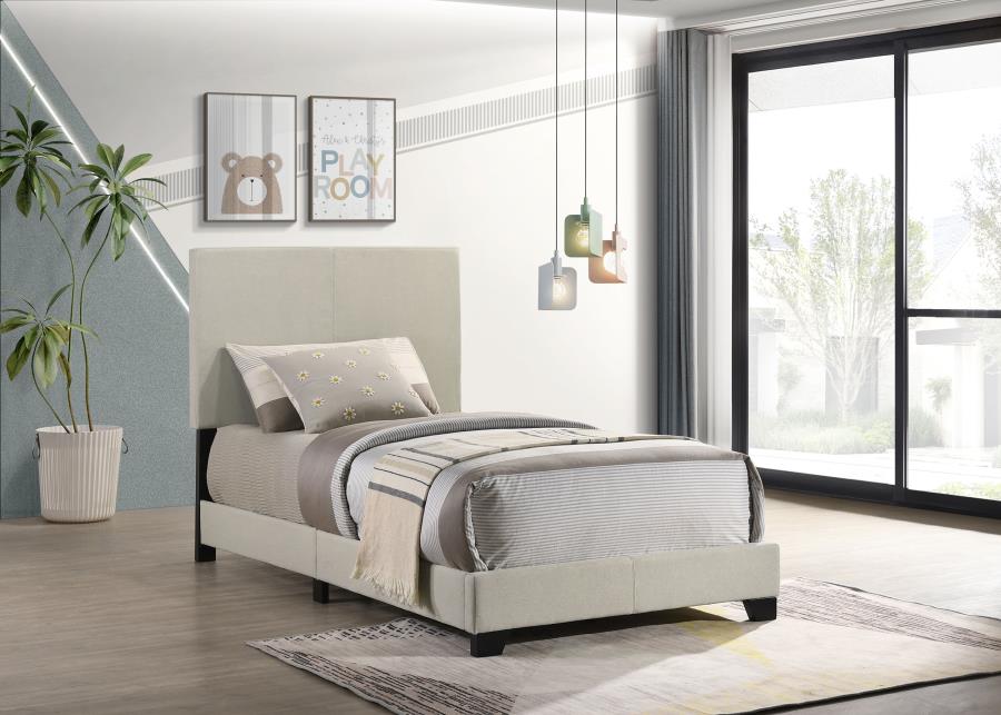 Dorian Fabric Upholstered Twin Panel Bed Cream view 2