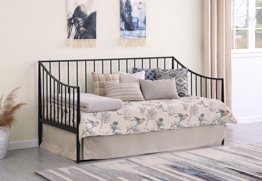 Newbury Metal Twin Daybed Bed Frame Matte Black view 2