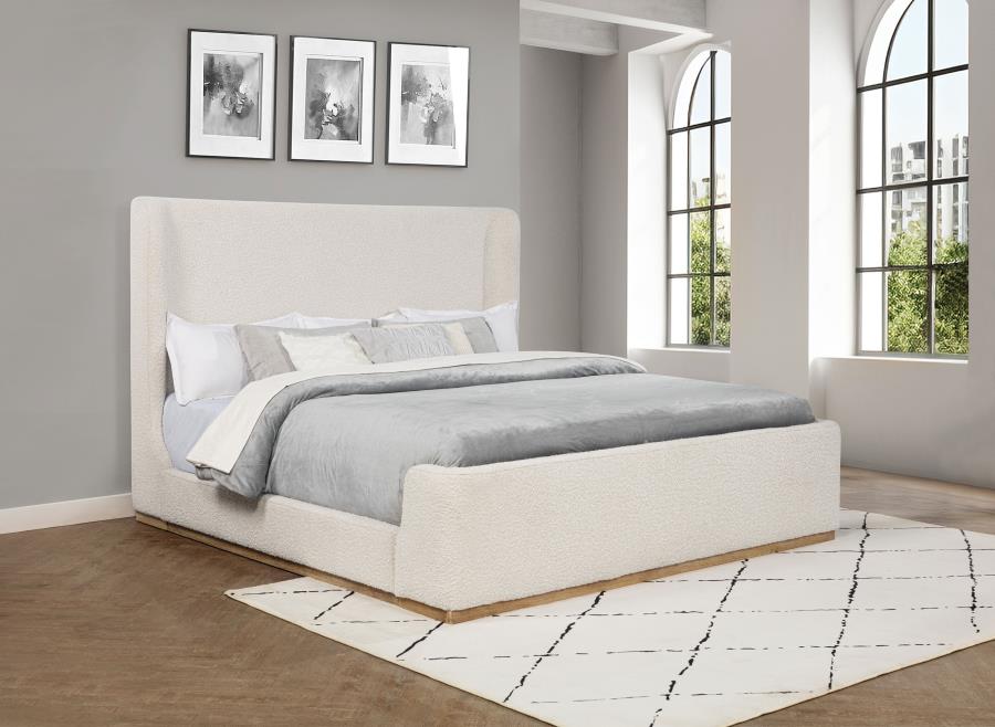 Nala Upholstered Eastern King Sleigh Bed Cream view 2