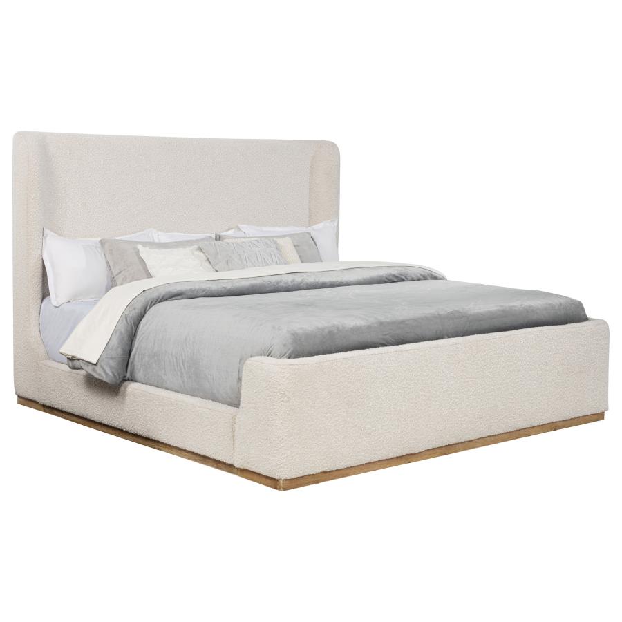 Nala Upholstered Eastern King Sleigh Bed Cream view 3