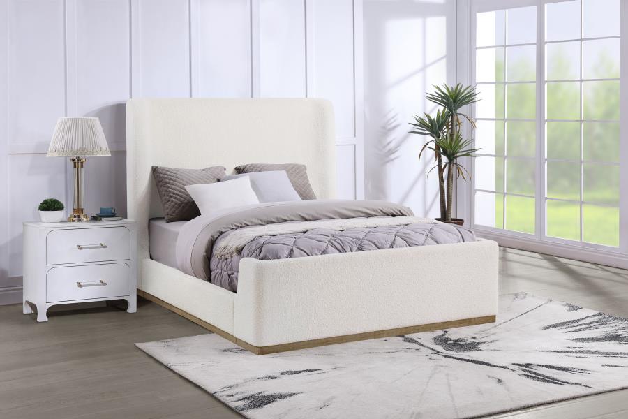 Nala Upholstered Queen Sleigh Bed Cream view 2