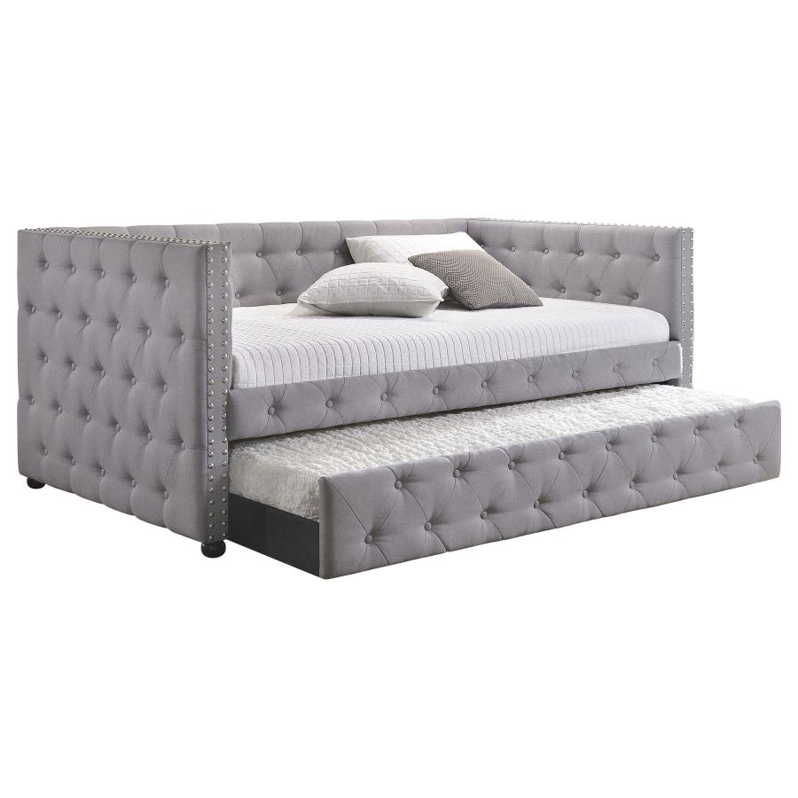 Mockern Upholstered Twin Daybed with Trundle Grey view 3