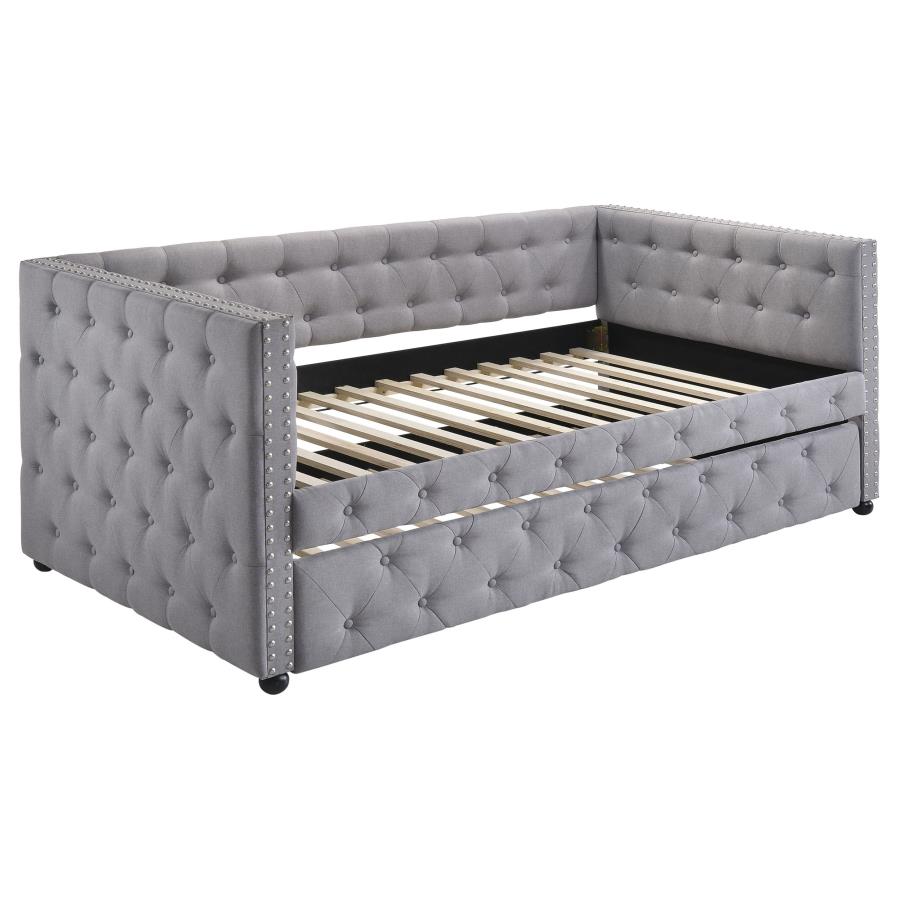 Mockern Upholstered Twin Daybed with Trundle Grey view 4
