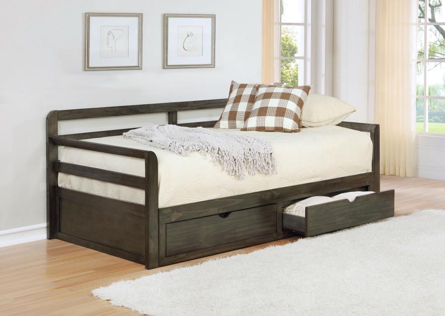 Sorrento 2-drawer Twin XL Daybed with Extension Trundle Grey view 2