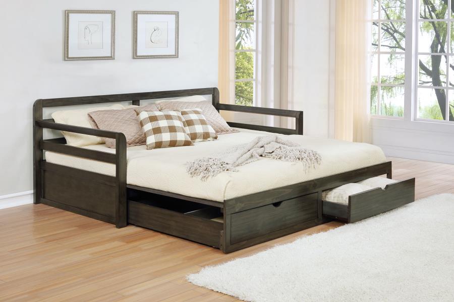 Sorrento 2-drawer Twin XL Daybed with Extension Trundle Grey view 3