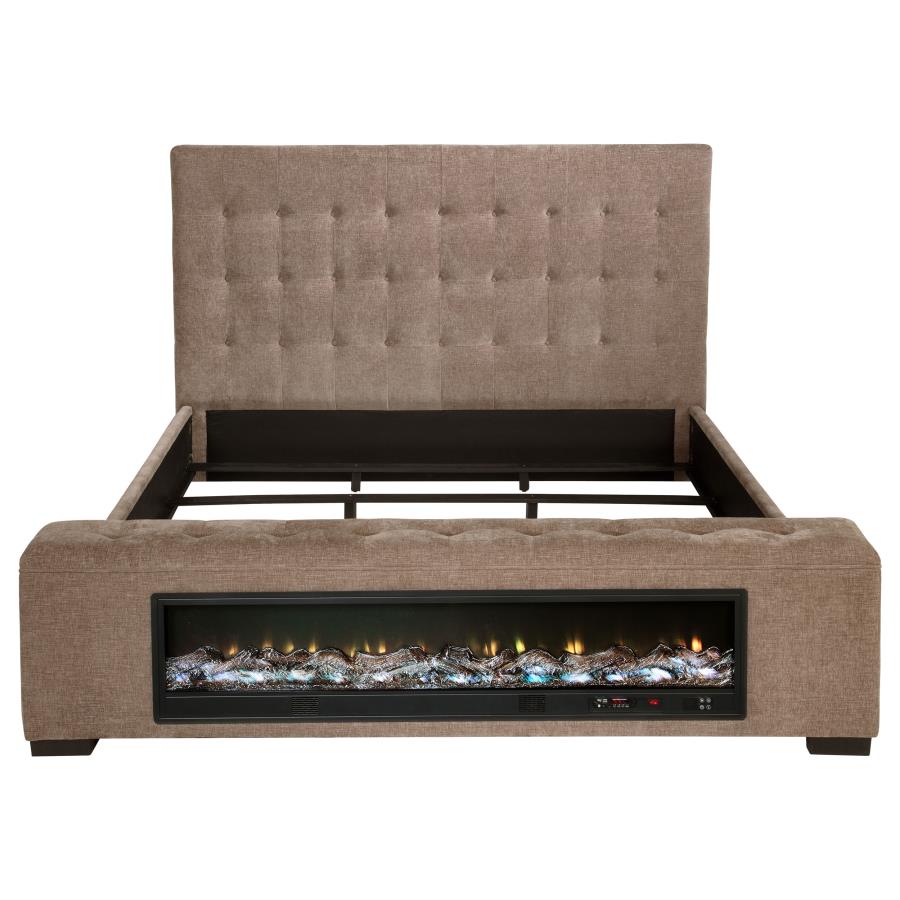 Senna Upholstered Eastern King Audio Flame Visualizer Bed Brown view 4
