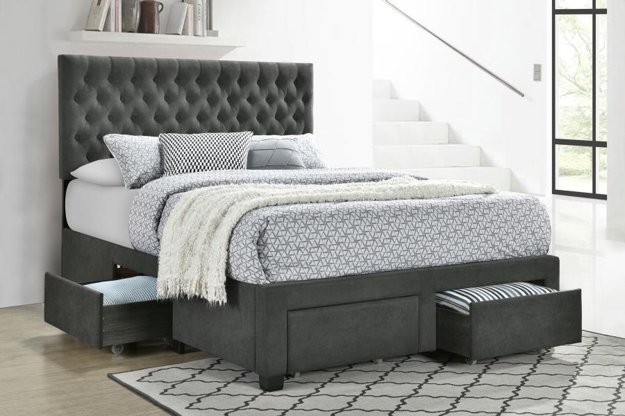 Soledad Upholstered Queen Storage Panel Bed Grey view 2