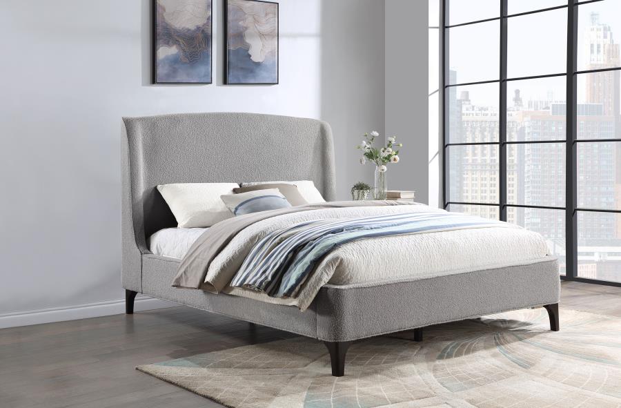 Mosby Upholstered Queen Wingback Bed Grey view 2