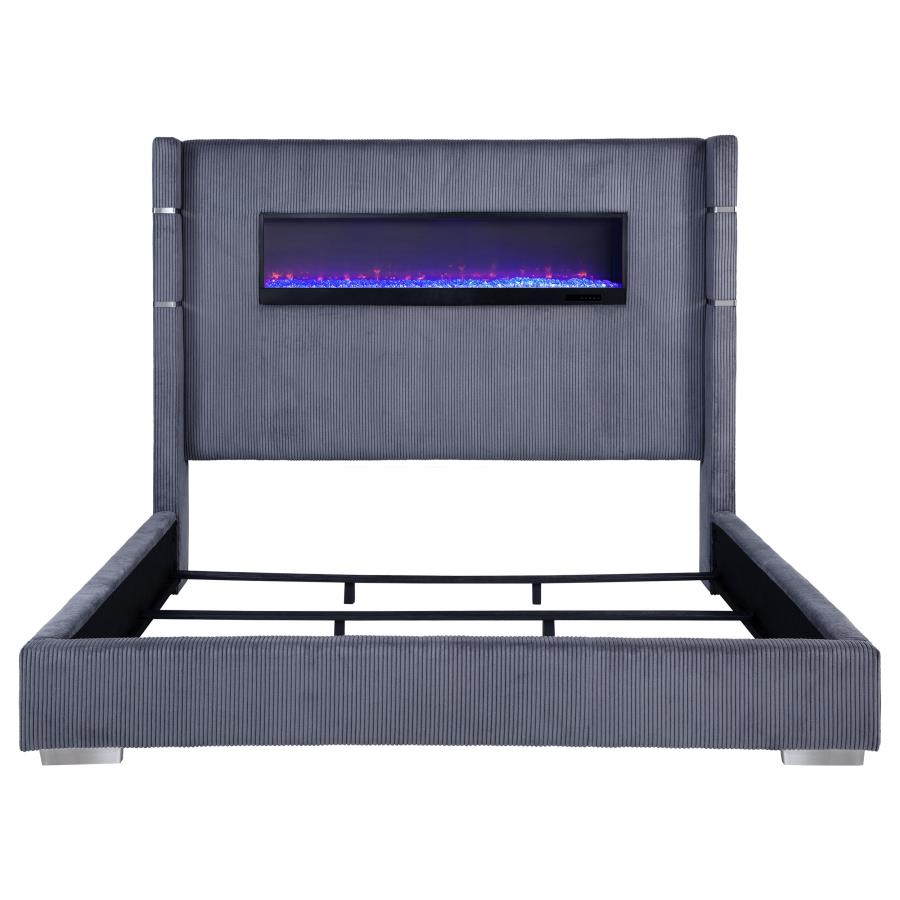Tisdall Upholstered Eastern King Flame Visualizer Bed Grey view 4