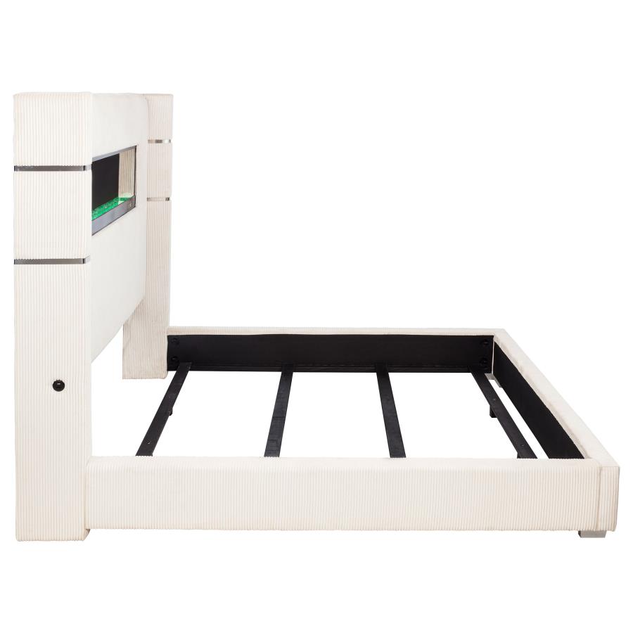 Tisdall Upholstered Eastern King Flame Visualizer Bed Cream view 6