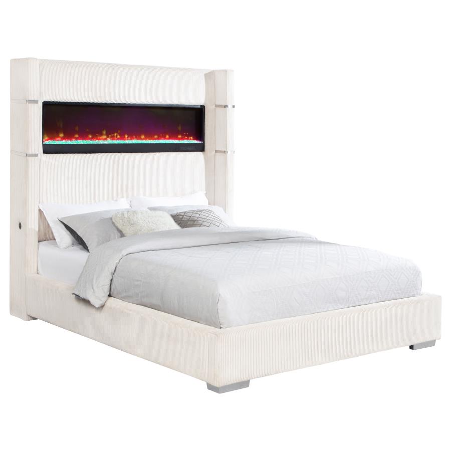 Tisdall Upholstered Queen Flame Visualizer Bed Cream view 3