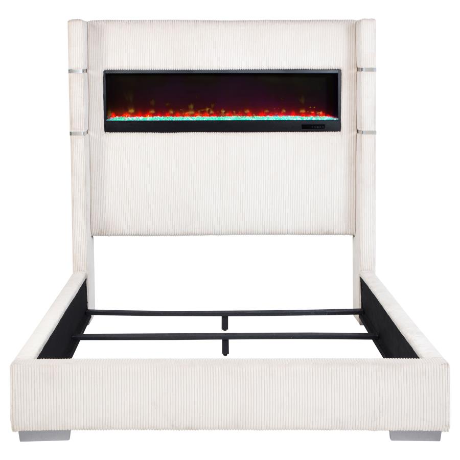 Tisdall Upholstered Queen Flame Visualizer Bed Cream view 4