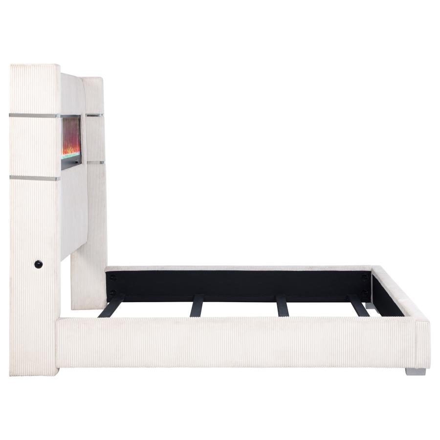 Tisdall Upholstered Queen Flame Visualizer Bed Cream view 6