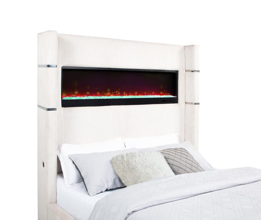 Tisdall Upholstered Queen Flame Visualizer Bed Cream view 7