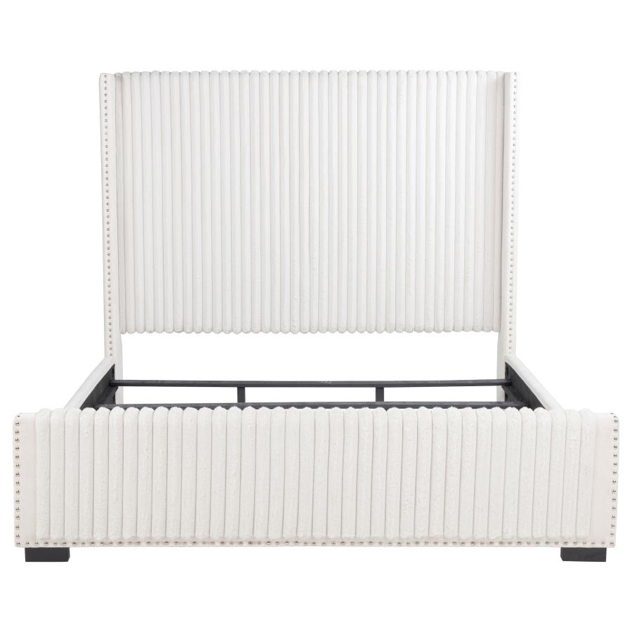 Natasha 65-inch Upholstered Eastern King Wingback Bed Cream view 4