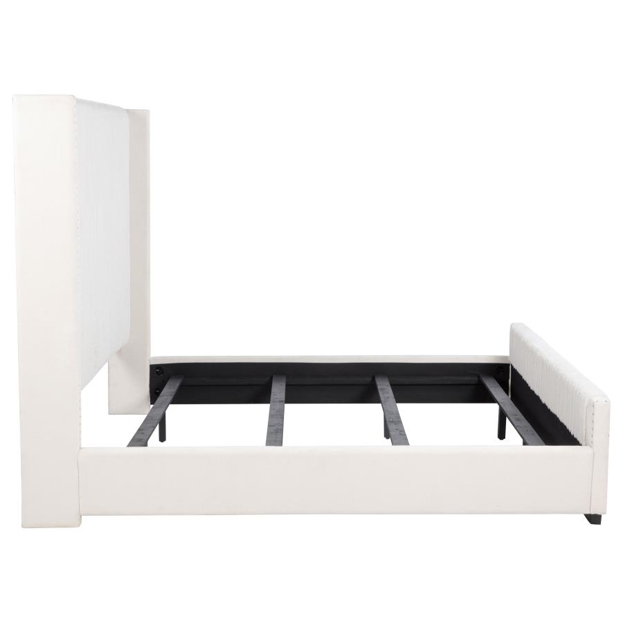 Natasha 65-inch Upholstered Eastern King Wingback Bed Cream view 6