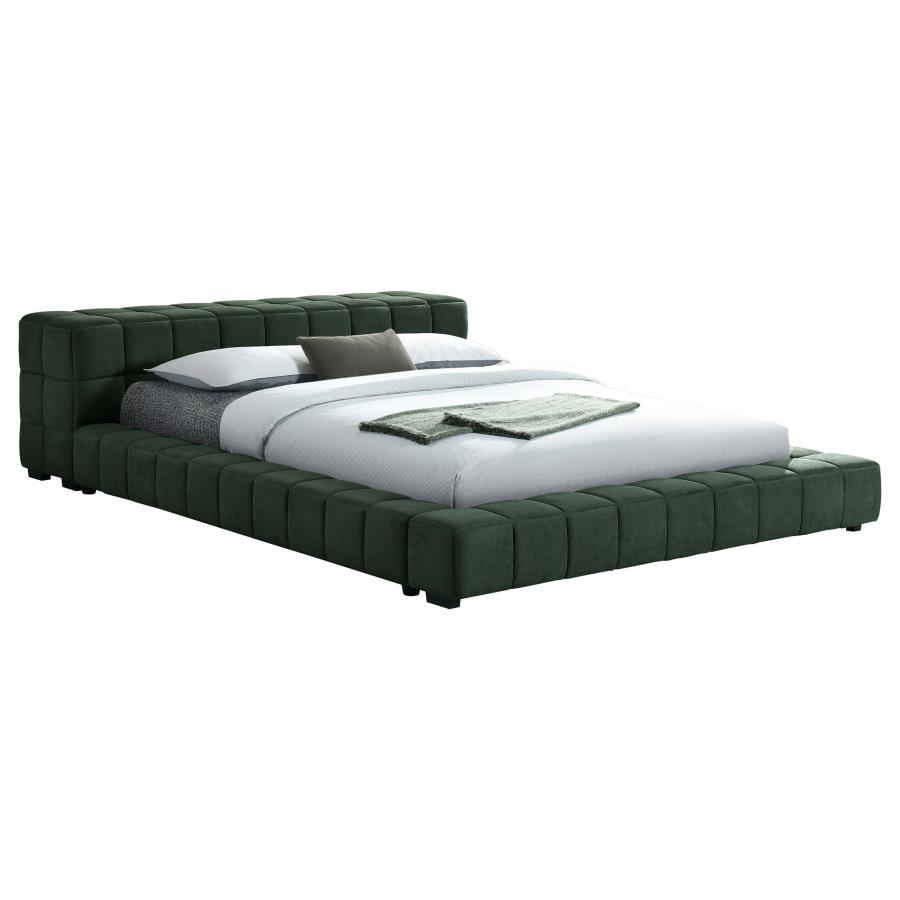 Trinity Upholstered Eastern King Platform Bed Green view 3
