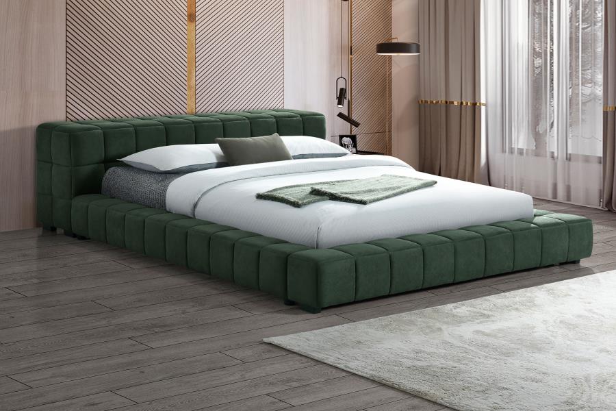 Trinity Upholstered Queen Platform Bed Green view 2