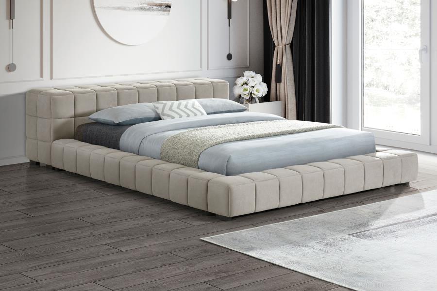 Trinity Upholstered Full Platform Bed Light Taupe view 2