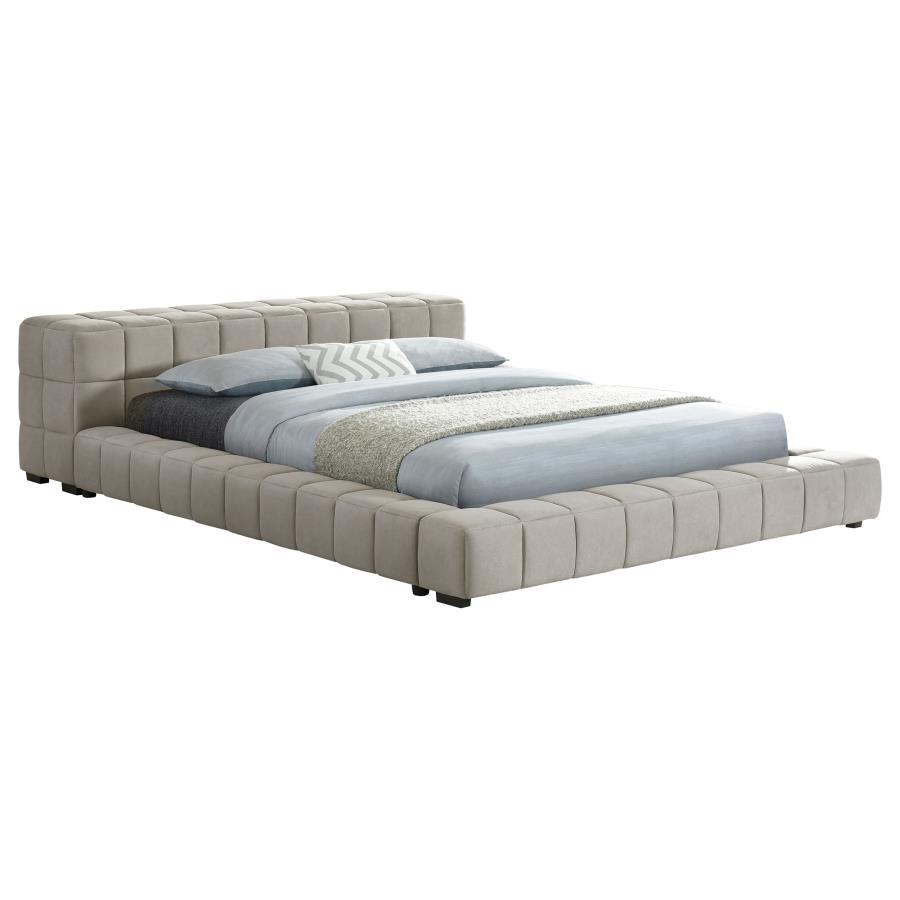 Trinity Upholstered Full Platform Bed Light Taupe view 3