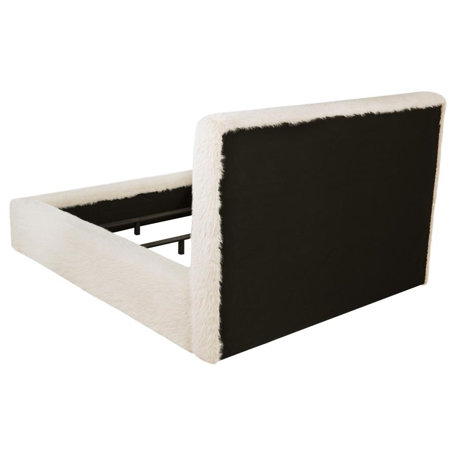 Rebecca Faux Fur Upholstered Queen Bed Cream view 5