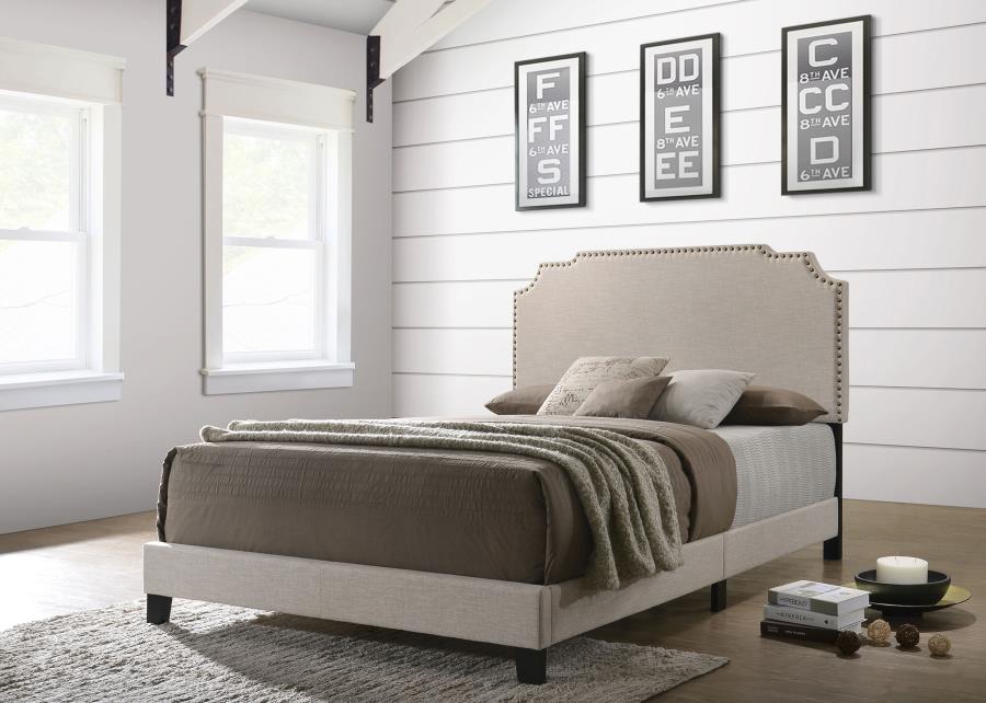 Tamarac Upholstered Queen Panel Bed Beige view 2