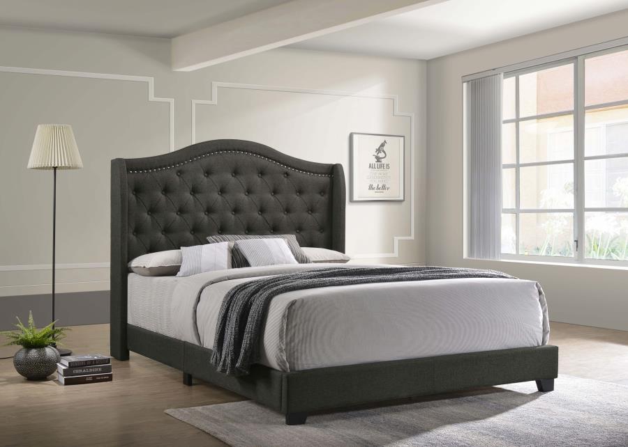 Sonoma Upholstered Queen Wingback Bed Grey view 2