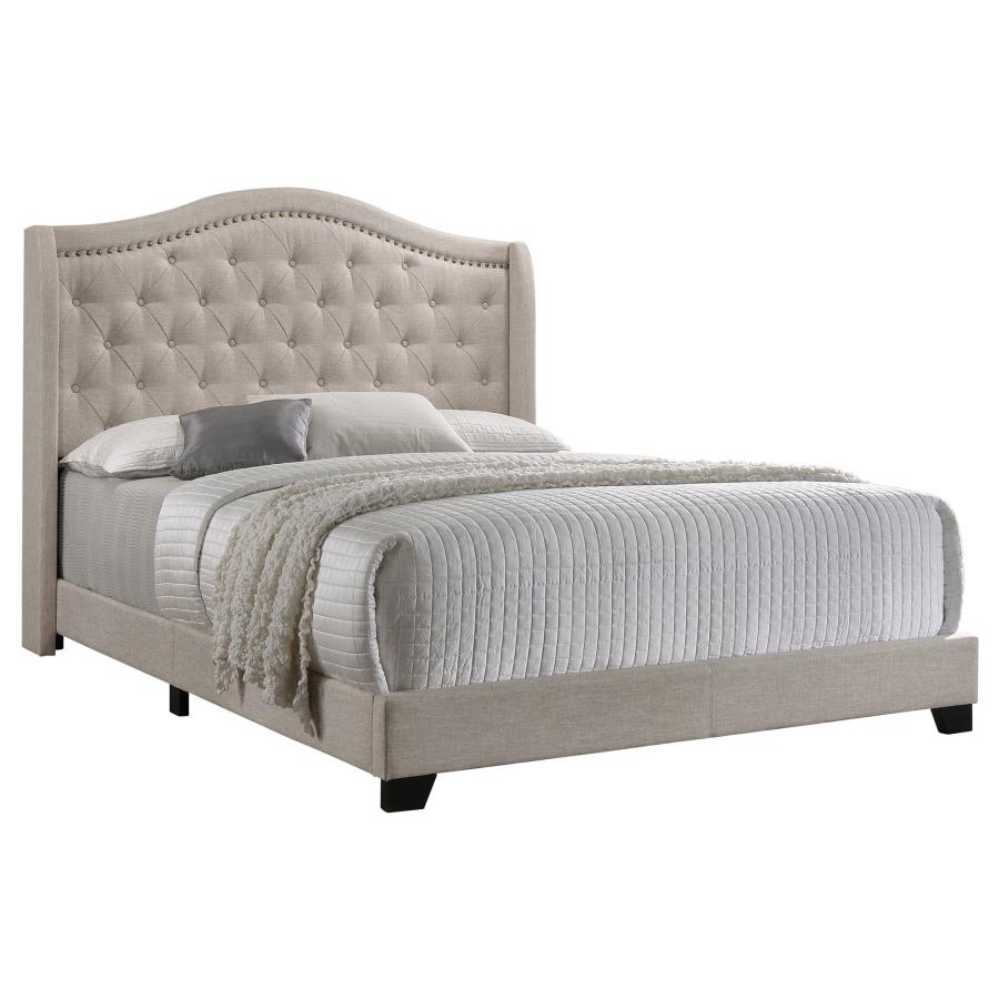 Sonoma Upholstered Full Wingback Bed Beige view 3