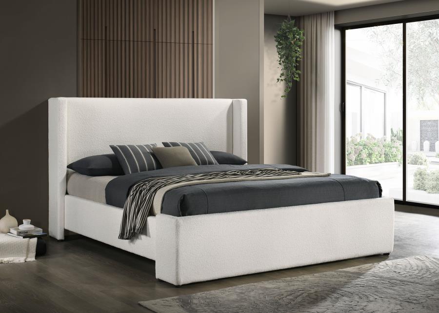Alamosa Boucle Upholstered Eastern King Platform Bed White view 2