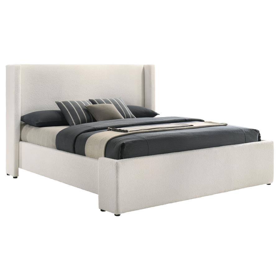 Alamosa Boucle Upholstered Eastern King Platform Bed White view 3