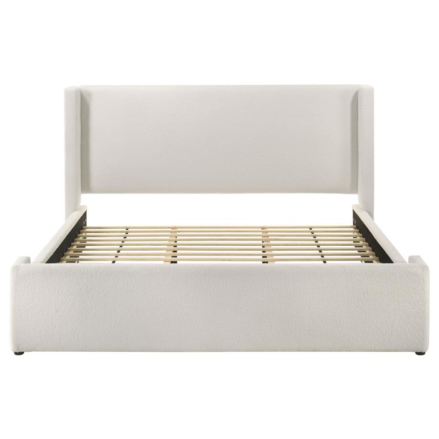 Alamosa Boucle Upholstered Eastern King Platform Bed White view 4