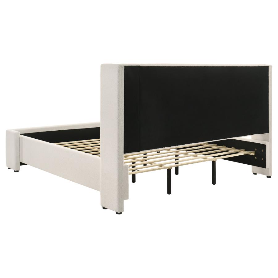Alamosa Boucle Upholstered Eastern King Platform Bed White view 5