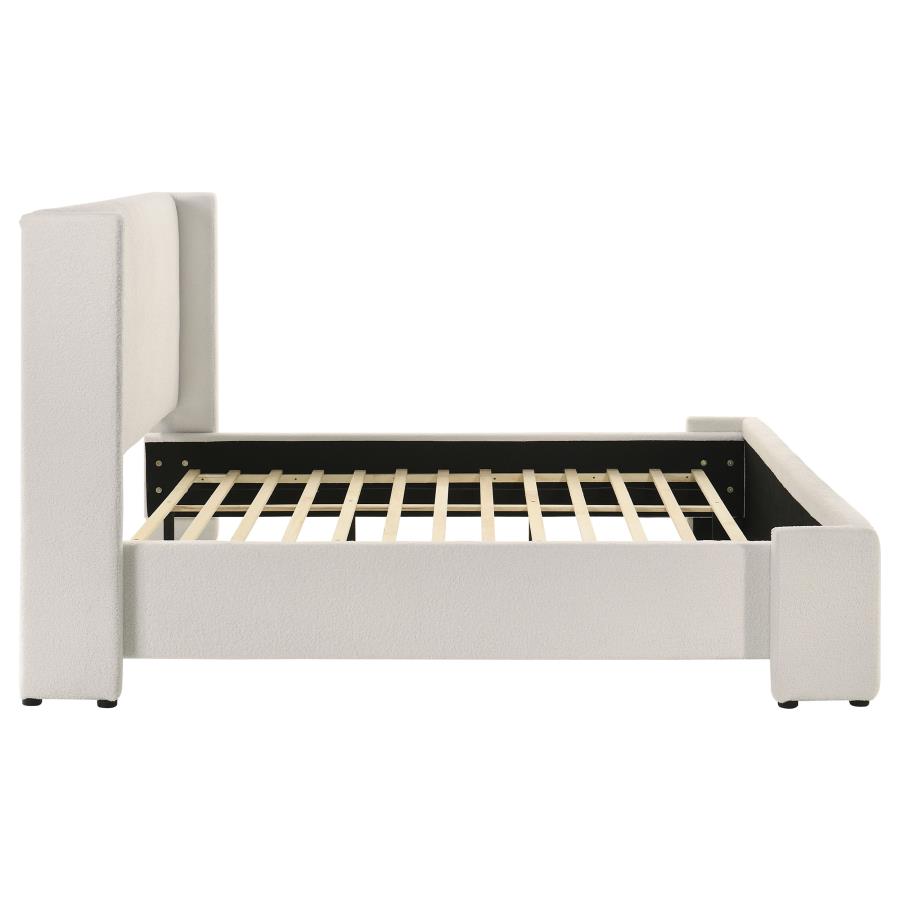 Alamosa Boucle Upholstered Eastern King Platform Bed White view 6