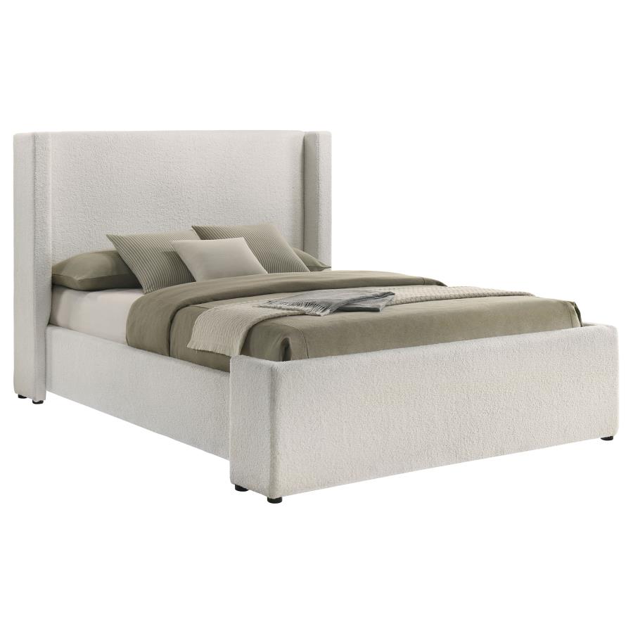 Alamosa Boucle Upholstered Queen Wingback Bed White view 3