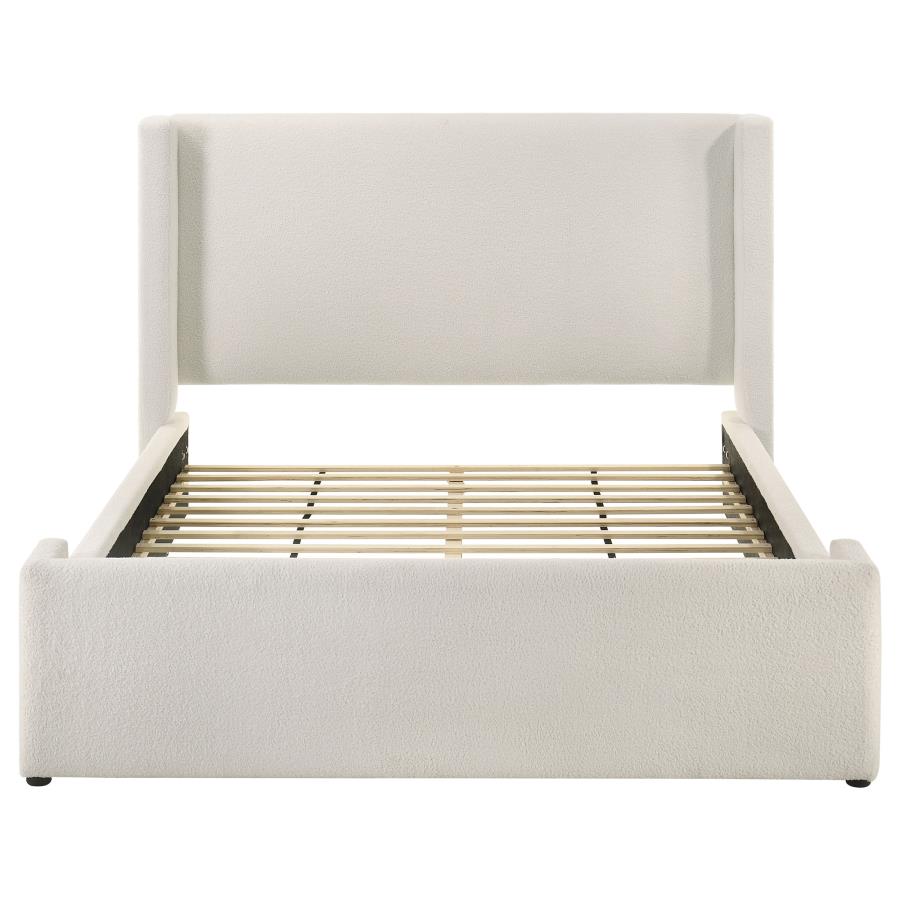 Alamosa Boucle Upholstered Queen Wingback Bed White view 4