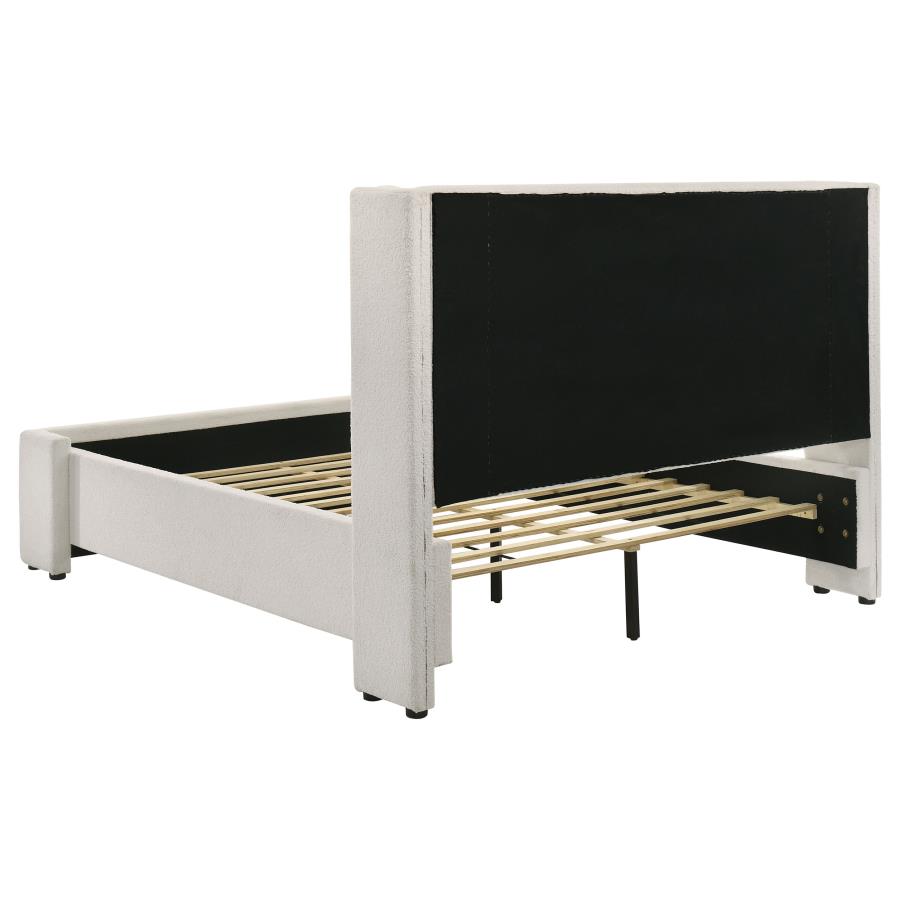 Alamosa Boucle Upholstered Queen Wingback Bed White view 5