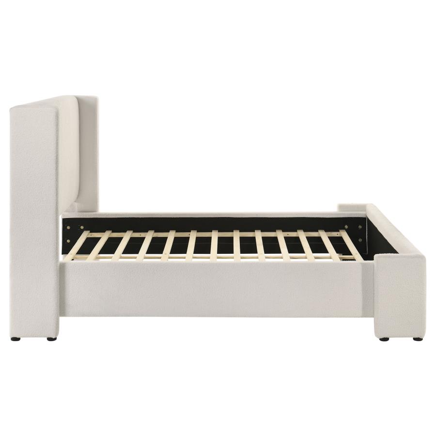 Alamosa Boucle Upholstered Queen Wingback Bed White view 6