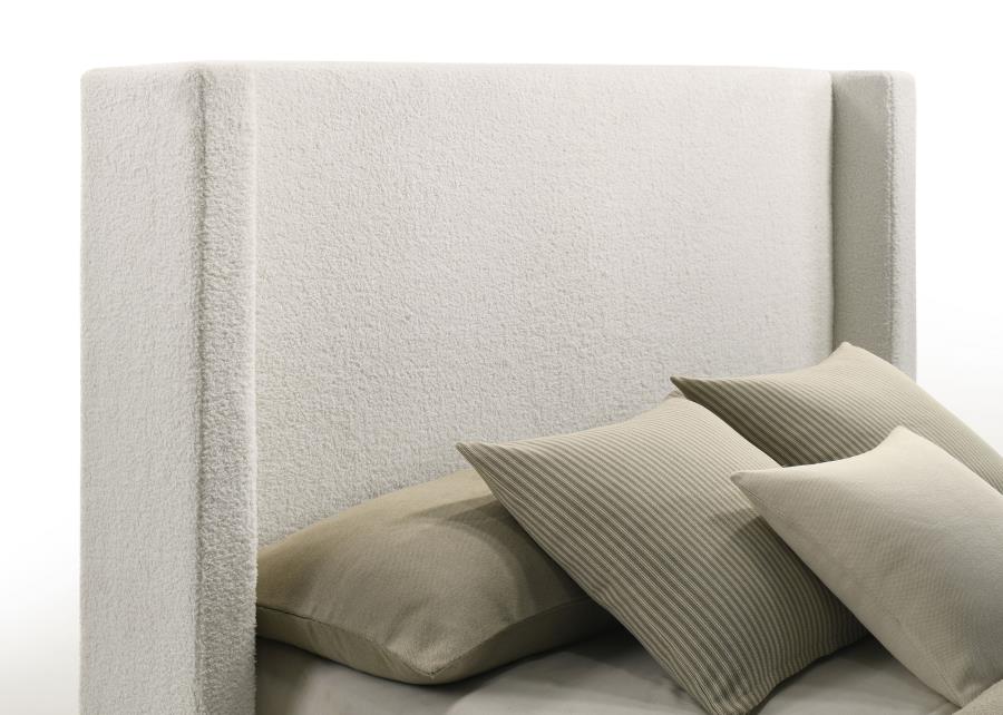Alamosa Boucle Upholstered Queen Wingback Bed White view 7