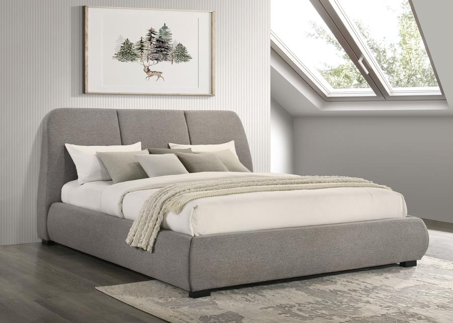 Mokena 46-inch Upholstered Eastern King Platform Bed Taupe view 2