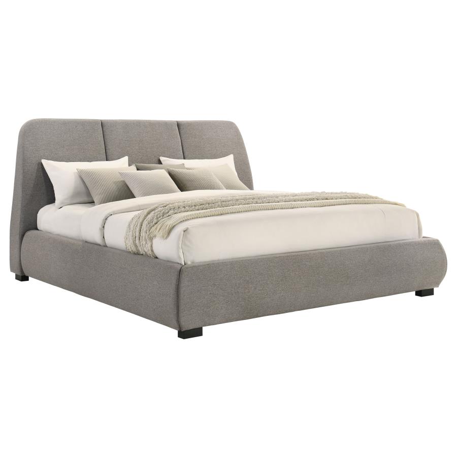 Mokena 46-inch Upholstered Eastern King Platform Bed Taupe view 3